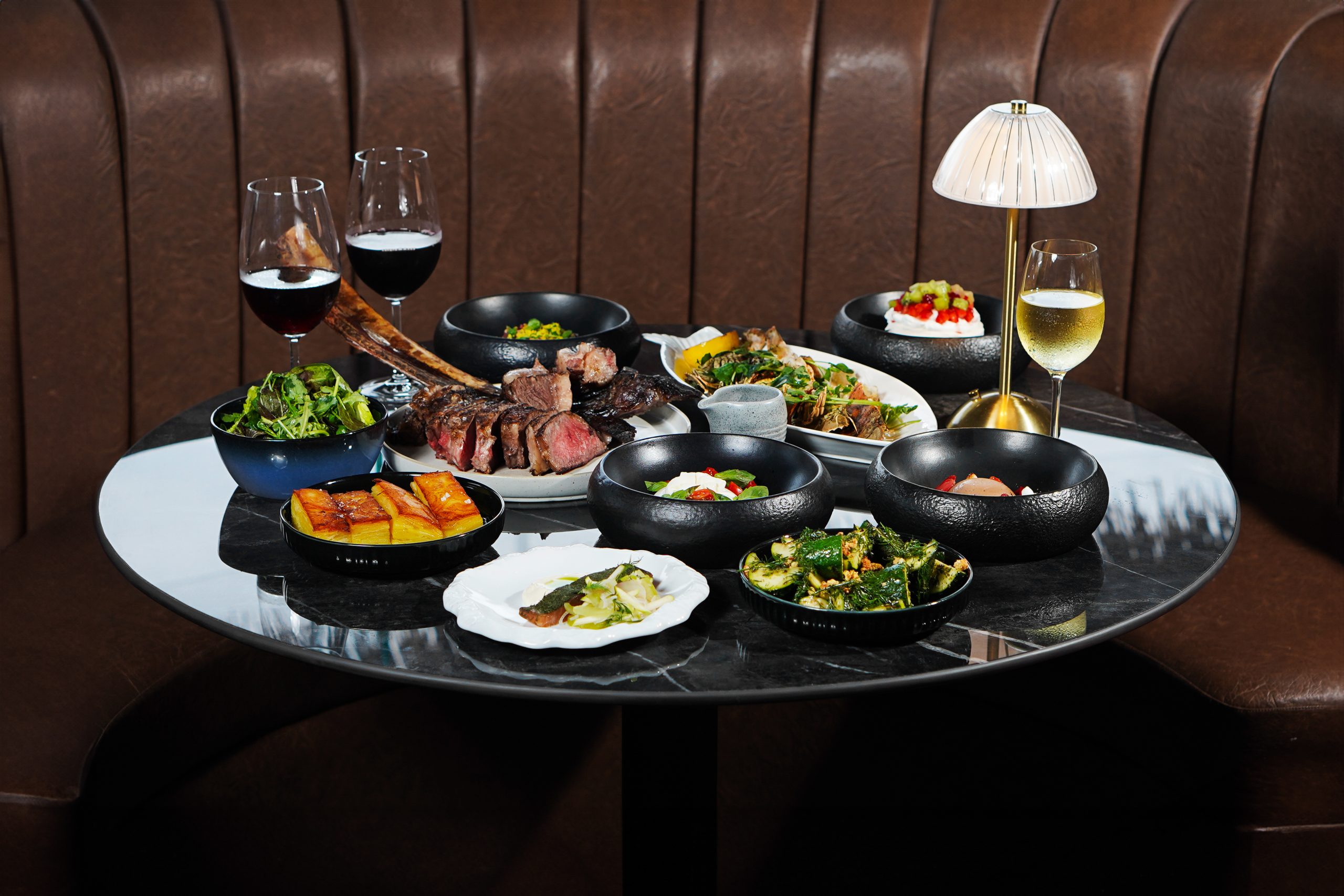 A selection of meals at a steakhouse in Bali